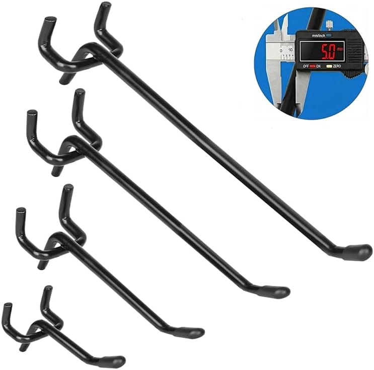 Hogurity 80 Pack 2/4/6/8 inch Heavy Duty Pegboard Hooks,Extra Thick 1/4" Black Peg Board Hooks for Hanging, Pegboard Accessories for Garage, Kitchen, Gym, Store Wall Organizer - Image 1